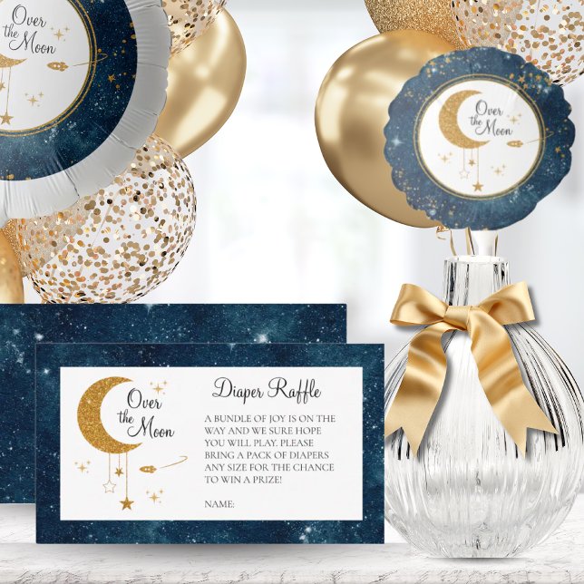 Tarjeta De Recepción Over The Moon Diaper Raffle Baby Shower (Over The Moon Diaper Raffle Baby Shower Enclosure Card)