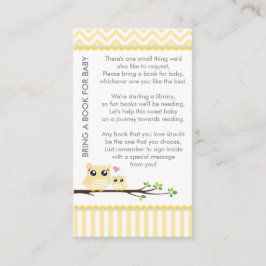 Tarjeta De Recepción Owen Baby Shower Yellow Bring a Book Shower Insert