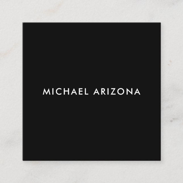 Tarjeta De Recepción Own Name Modern Minimalist Plain Black White (Anverso)
