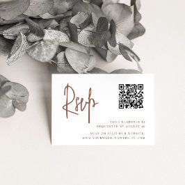 Tarjeta De Recepción Oxido | Script moderno QR Boda de código RSVP