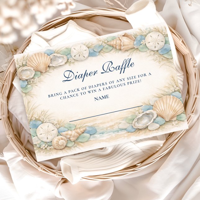 Tarjeta De Recepción Oyster And Starfish Beach Diapper Raffle (Subido por el creador)