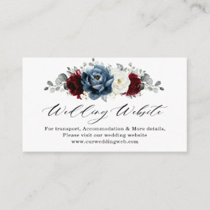 Tarjeta De Recepción Página web de Boda de Marfil Blanco y Azul de piza