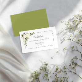 Tarjeta De Recepción Página web de Boda Floral de Rosas Blancas | Verde