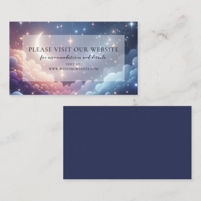 Tarjeta De Recepción Página web de Bodas nocturnos de estrellas celeste (Anverso / Reverso)