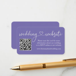 Tarjeta De Recepción Página web de Calligraphy Heart Boda QR Periwinkle