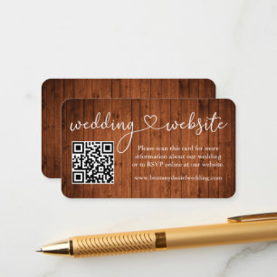 Tarjeta De Recepción Página web de Calligraphy Heart Wood Boda QR