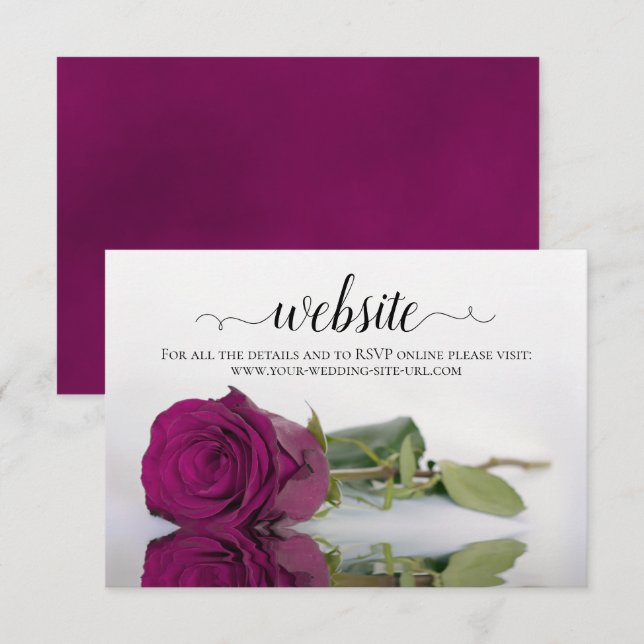 Tarjeta De Recepción Página web de Cassis Berry Purple Rosa Elegant Wed (Anverso / Reverso)