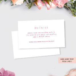Tarjeta De Recepción Página web de detalles de Bodas blancos y rosados