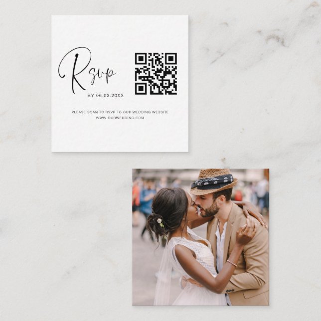 Tarjeta De Recepción Página web de fotos del Boda de código QR de presu (Anverso / Reverso)