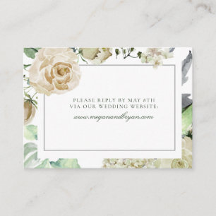 Tarjeta De Recepción Página web de la Boda de verde de las rosas blanca