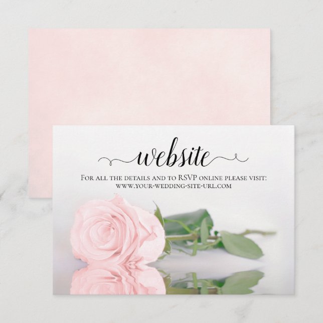 Tarjeta De Recepción Página web de la Boda Elegante Rosa Rosa de Rubor  (Anverso / Reverso)