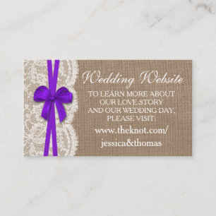 Tarjeta De Recepción Página web de la colección de Bodas Rustic Purple