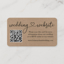 Tarjeta De Recepción Página web del Boda de Calligraphy Heart Kraft QR