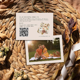 Tarjeta De Recepción Página web del Boda de código QR de foto floral ru