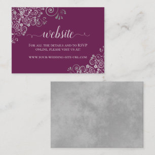 Tarjeta De Recepción Página web del Boda de encaje plateado Cassis Purp