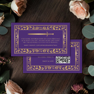 Tarjeta De Recepción Página web del Boda de espadas real púrpura RSVP C