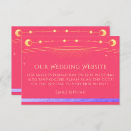 Tarjeta De Recepción Página web del Boda de Fuchsia Celestial RSVP Códi