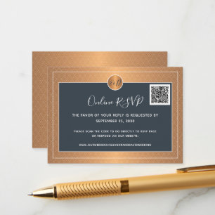Tarjeta De Recepción Página web del boda de oro de marina elegante de Q