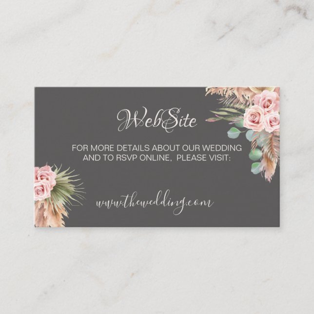 Tarjeta De Recepción Página web del Boda floral de Boho ruso (Anverso)