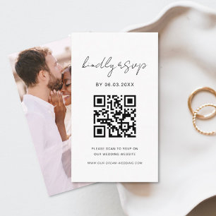 Tarjeta De Recepción Página web del Boda RSVP de QR Code Foto Minimalis