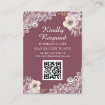 Página web del Boda RSVP del código QR de encaje f
