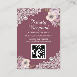 Tarjeta De Recepción Página web del Boda RSVP del código QR de encaje f