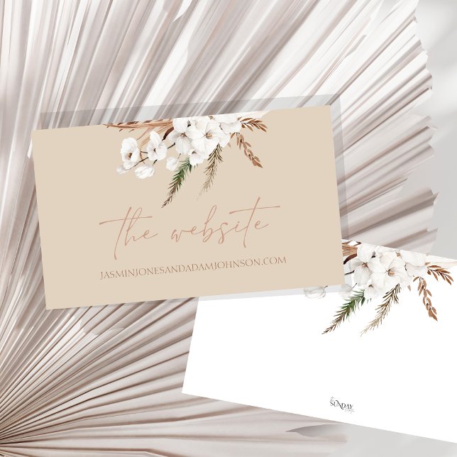 Tarjeta De Recepción Página web del Boho Terracotta Beige Dried Floral  (Boho Terracotta Beige Dried Floral Wedding Website Enclosure Card)