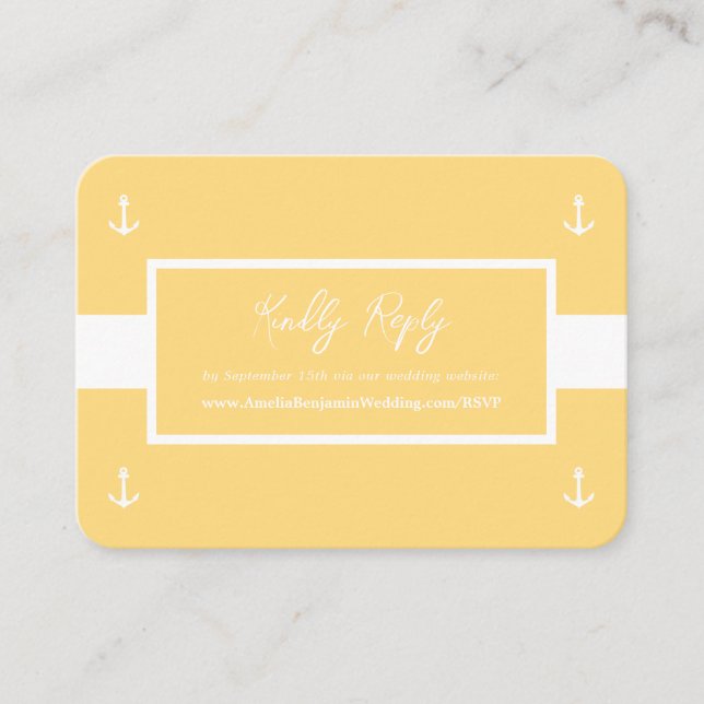 Tarjeta De Recepción Página web del Patrón Náutico Blanco Amarillo - RS (Anverso)