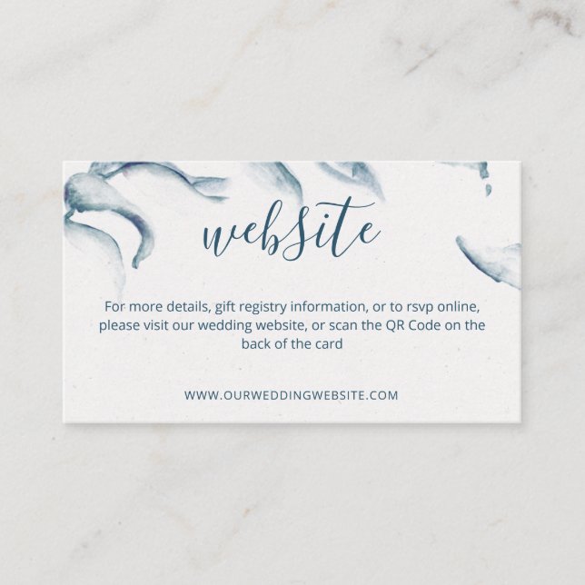 Tarjeta De Recepción Página web QR Código azul acuarela moderna simple (Anverso)