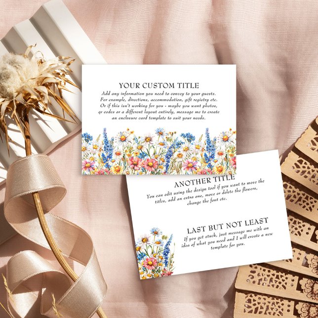Tarjeta De Recepción País Boda de Flor Silvestre DIY Personalizado (Custom enclosure card from the Country Wildflower wedding collection by Darling & May)