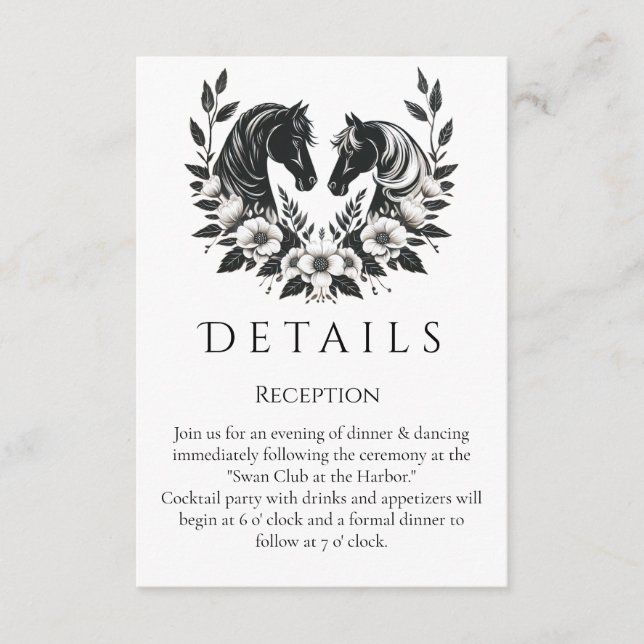 Tarjeta De Recepción País Occidental - Caballos y flores (Anverso)