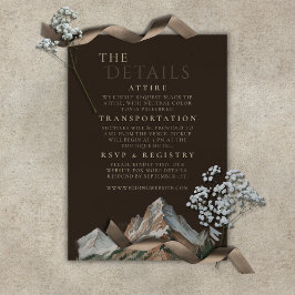 Tarjeta De Recepción Paisaje de Montaña Nevada Rústica Boda Acuarela