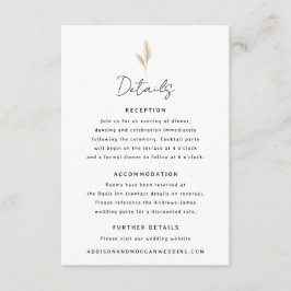 Tarjeta De Recepción Paisaje del desierto de pampas Boho Boda Detalles