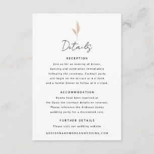 Tarjeta De Recepción Paisaje del desierto de pampas Boho Boda Detalles