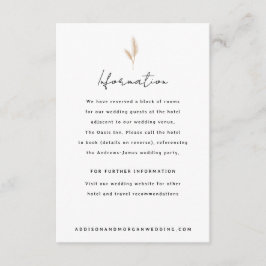 Tarjeta De Recepción Paisaje del desierto Neutral de Grass Pampas Boho 
