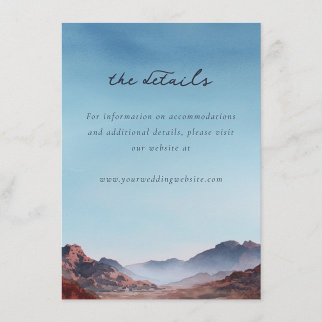 Tarjeta De Recepción Paisaje montañoso al acuarela de azul tranquilo (Anverso)