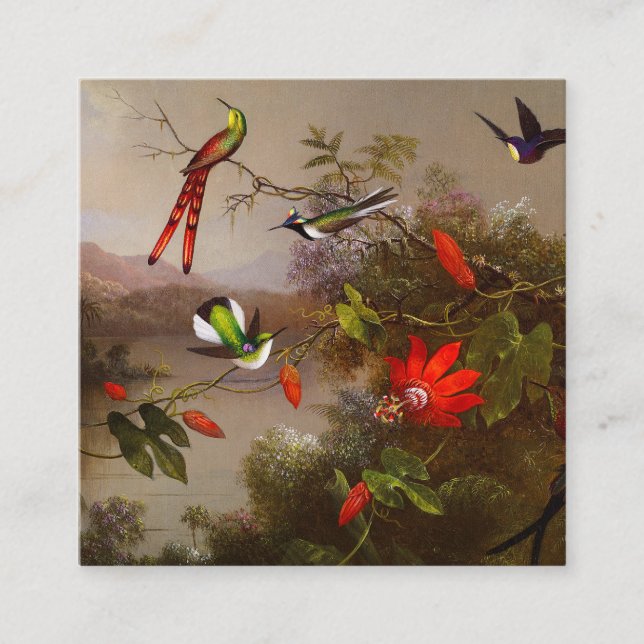 Tarjeta De Recepción Paisaje tropical con 10 Hummingbirds Heade (Anverso)