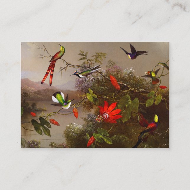 Tarjeta De Recepción Paisaje tropical con 10 Hummingbirds Heade (Anverso)
