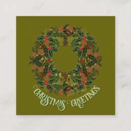 Tarjeta De Recepción Paisley Wreath on Green Enclosure Christmas Card