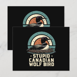 Tarjeta De Recepción Pájaro lobo canadiense estúpido