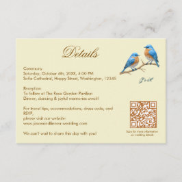 Tarjeta De Recepción Pájaros del Amor Pastel Marfil Bodas Pájaros Azule