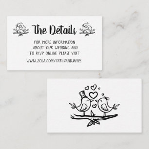 Tarjeta De Recepción Pájaros Lindos Negro Blanco Detalles de Bodas Agap