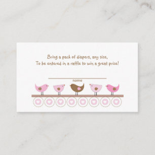 Tarjeta De Recepción Pájaros marrones rosados Diaper Raffle Entradas o