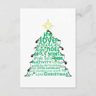 Tarjeta De Recepción Palabras de árbol de Navidad