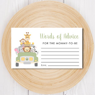 Tarjeta De Recepción Palabras De Consejos De Safari Baby Shower