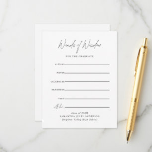 Tarjeta De Recepción Palabras de Sabiduría de Graduación con Letra Mode