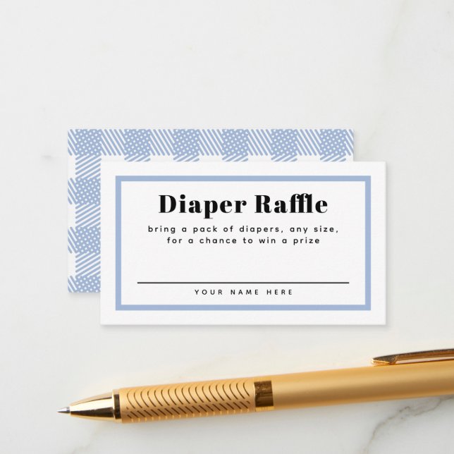 Tarjeta De Recepción Pale Blue Gingham Plaid Baby Shower Diaper Raffle (Anverso/Reverso In Situ)