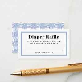 Tarjeta De Recepción Pale Blue Gingham Plaid Baby Shower Diaper Raffle