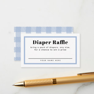 Tarjeta De Recepción Pale Blue Gingham Plaid Baby Shower Diaper Raffle