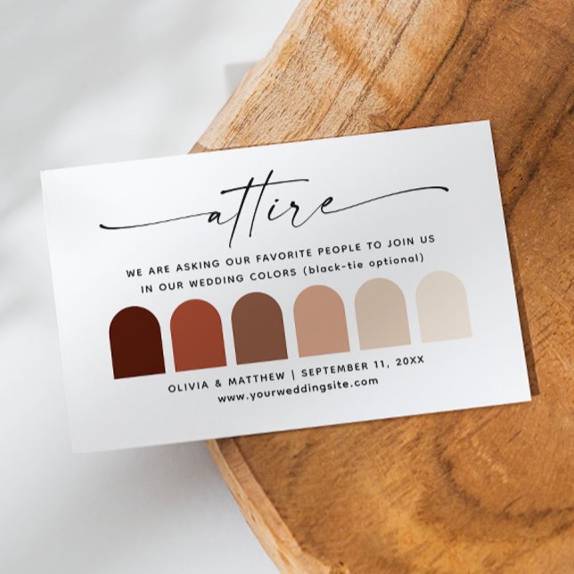 Tarjeta De Recepción Paleta de código de vestimenta de otoño en terraco (Subido por el creador)